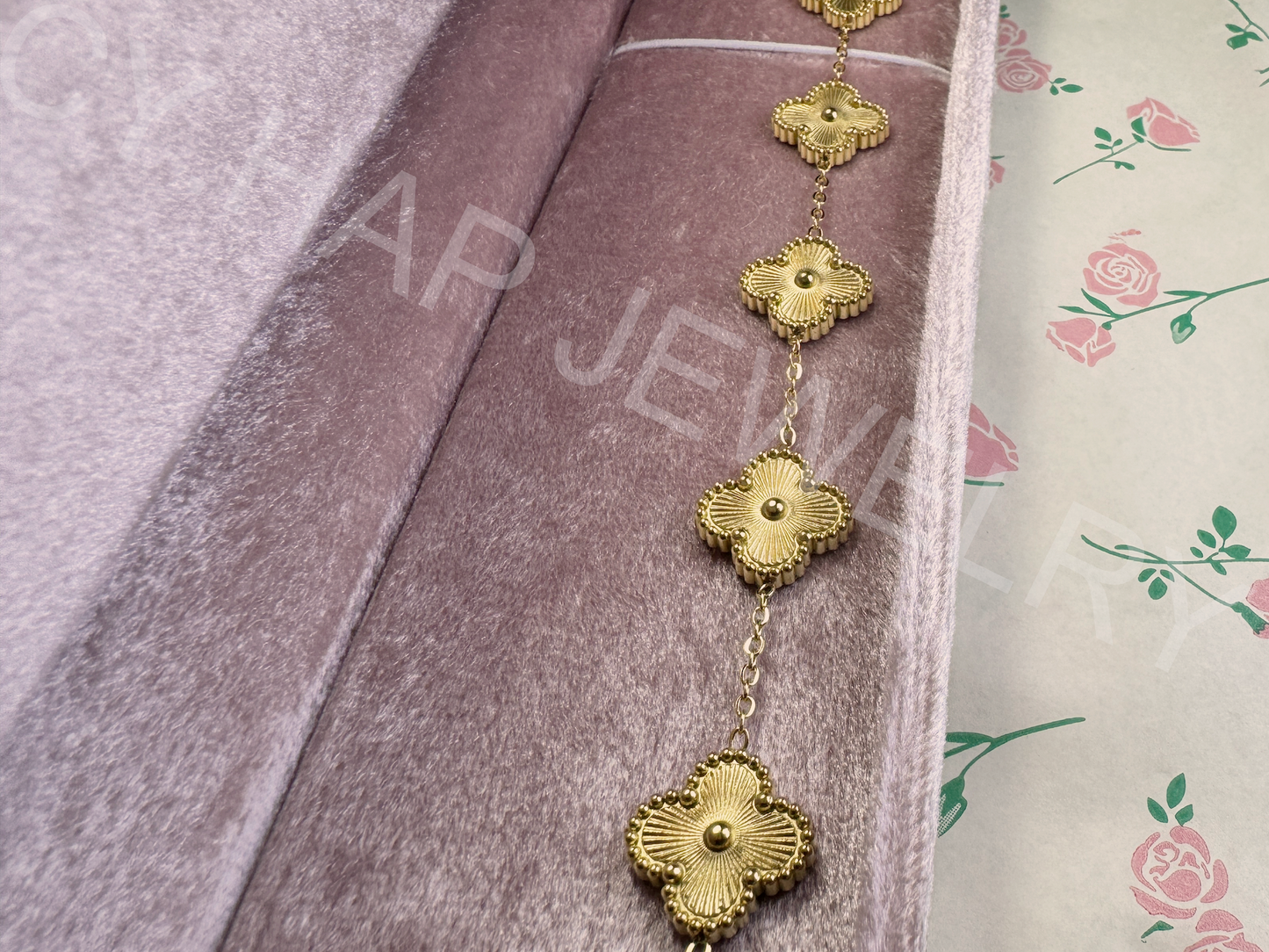 Gold-Tone Five Piece of Four-Leaf Clover Bracelet_JEWELRY