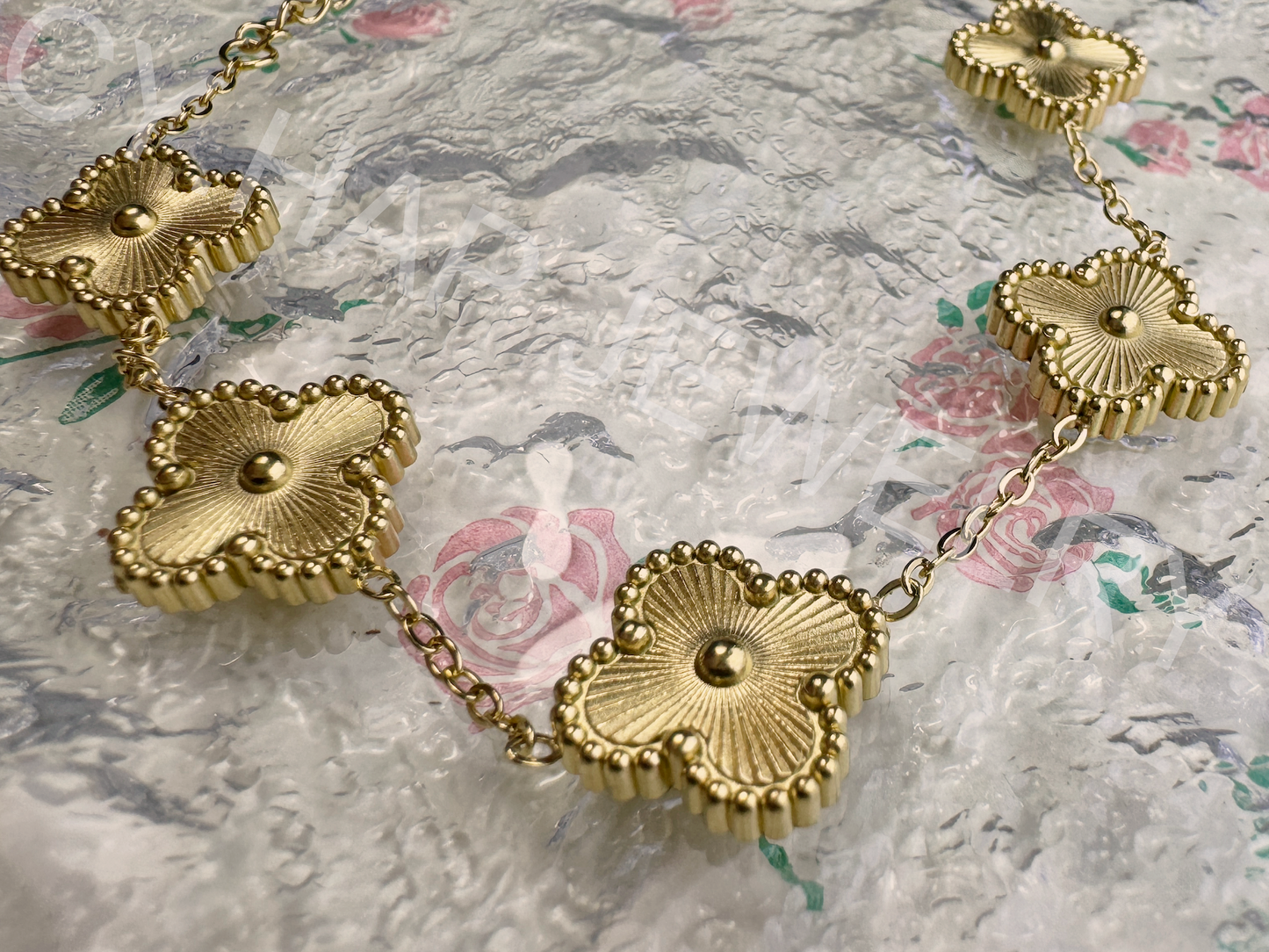 Gold-Tone Five Piece of Four-Leaf Clover Bracelet_JEWELRY