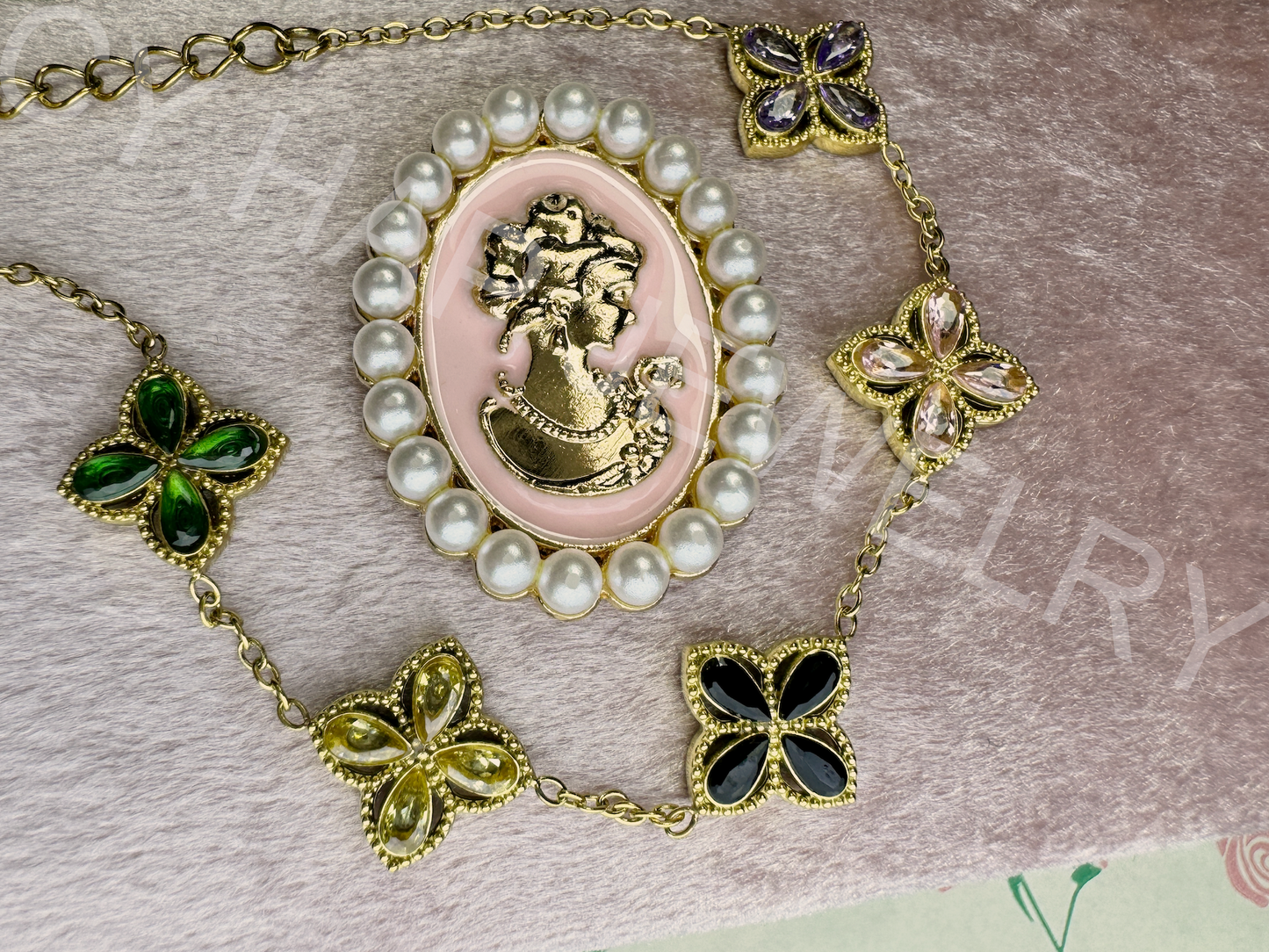 Colorful Zirconium Diamond Four-Leaf Clover Bracelet_JEWELRY